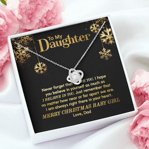 Daughter Dad - Merry Christmas - Love Knot Necklace