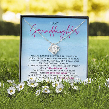 To My Granddaughter - So Proud Of You - Love Knot Necklace SO162V - Charming Present