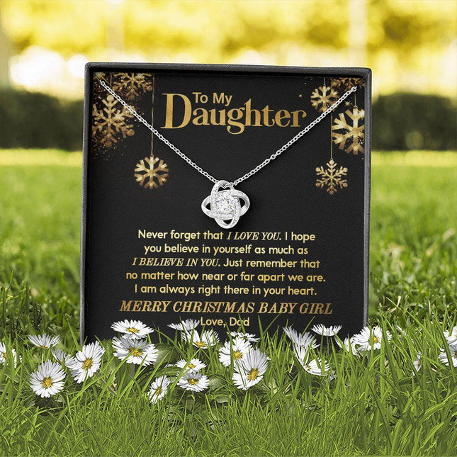 Daughter Dad - Merry Christmas - Love Knot Necklace - Charming Present