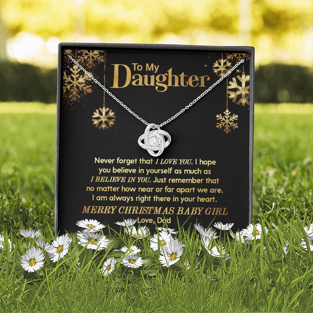 Daughter Dad - Merry Christmas - Love Knot Necklace