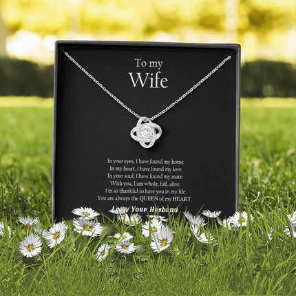 Husband Wife - Thankful To Have You In My Life - Love Knot Necklace - Charming Present