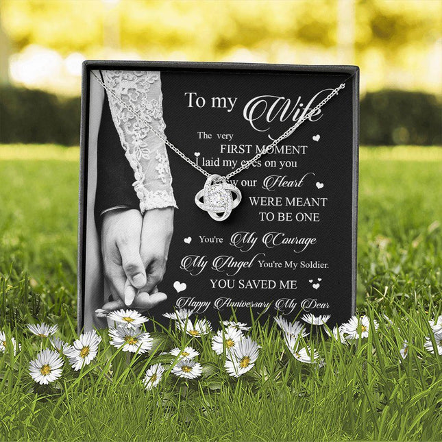 Wife Husband - I Knew Our Hearts Were Meant To Be One - Love Knot Necklace - Charming Present
