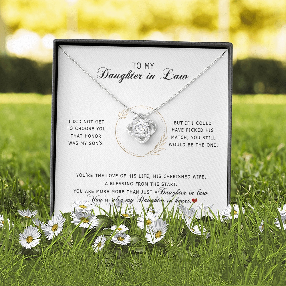 To My Daughter In Law - You&#39;re My Daughter In Heart - Love Knot Necklace SO172V