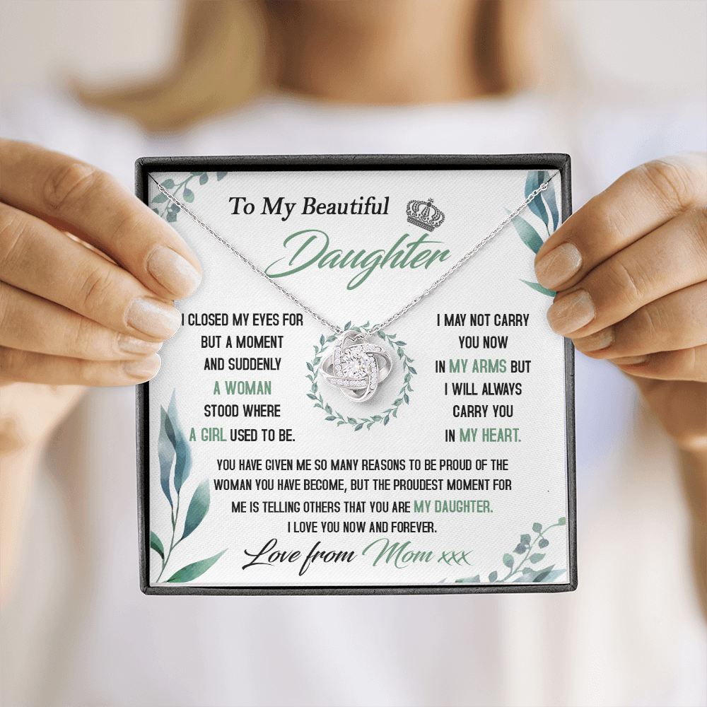 To My Beautiful Daughter - So Proud Of You - Love Knot Necklace DR22