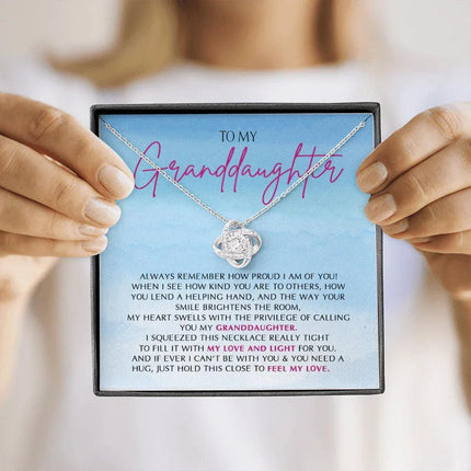 To My Granddaughter - So Proud Of You - Love Knot Necklace SO162V - Charming Present