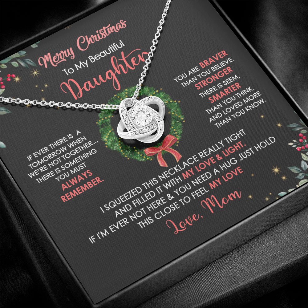 Daughter Mom - Merry Christmas - Love Knot Necklace
