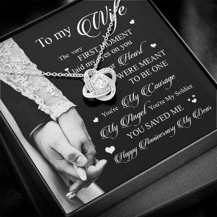 Wife Husband - I Knew Our Hearts Were Meant To Be One - Love Knot Necklace - Charming Present