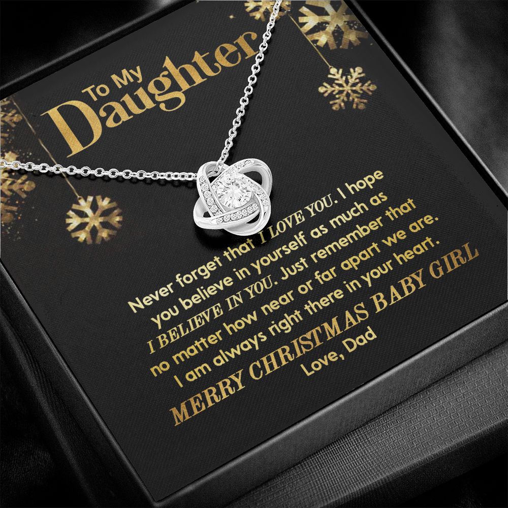 Daughter Dad - Merry Christmas - Love Knot Necklace