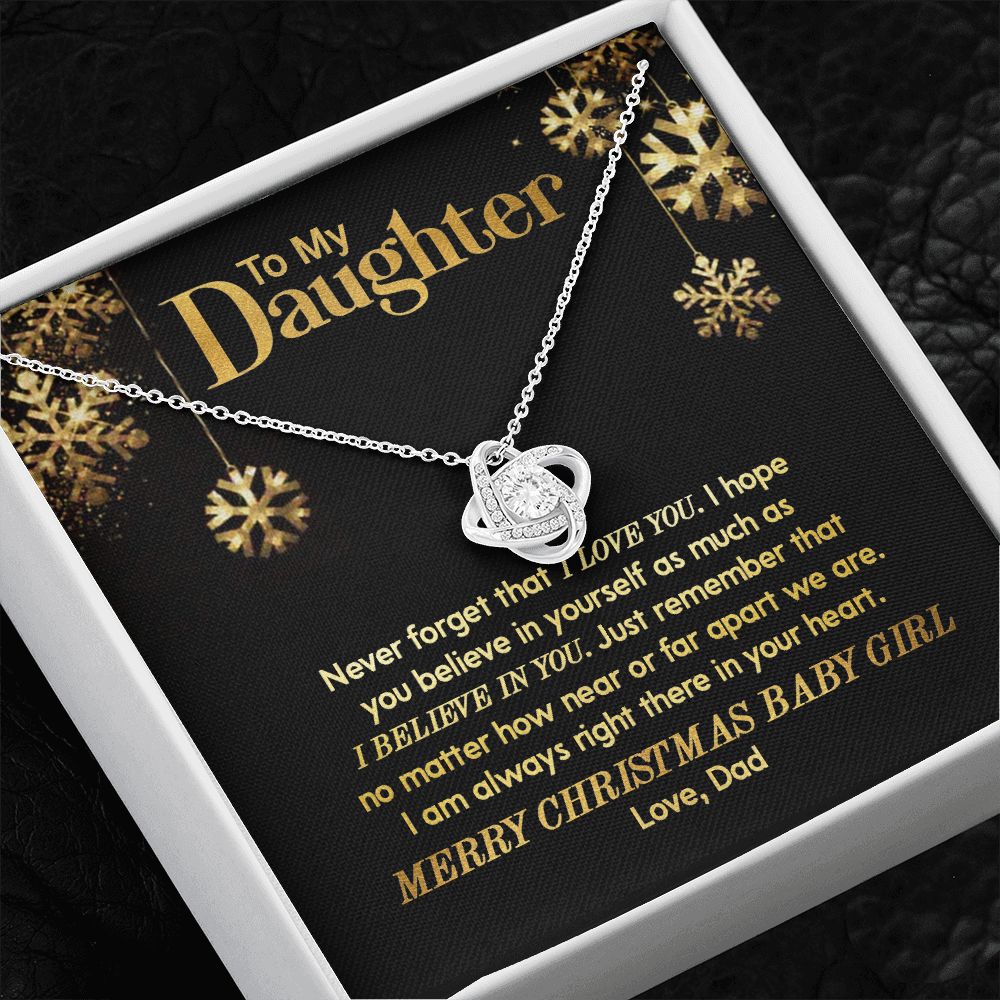 Daughter Dad - Merry Christmas - Love Knot Necklace