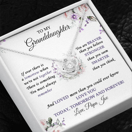 To My Granddaughter Love You Today, Tomorrow And Forever - Love Knot Necklace SO32V - Charming Present