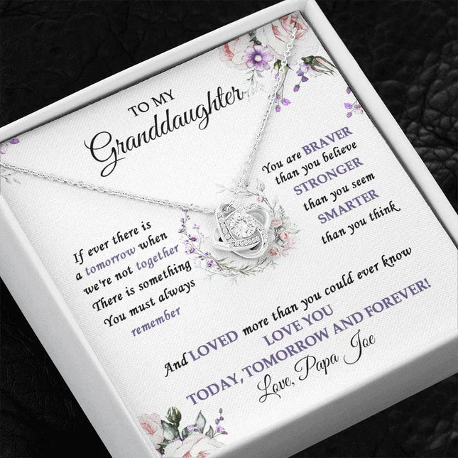 To My Granddaughter Love You Today, Tomorrow And Forever - Love Knot Necklace SO32V - Charming Present