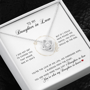 To My Daughter In Law - You're My Daughter In Heart - Love Knot Necklace SO172V