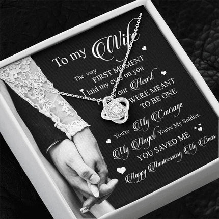 Wife Husband - I Knew Our Hearts Were Meant To Be One - Love Knot Necklace - Charming Present