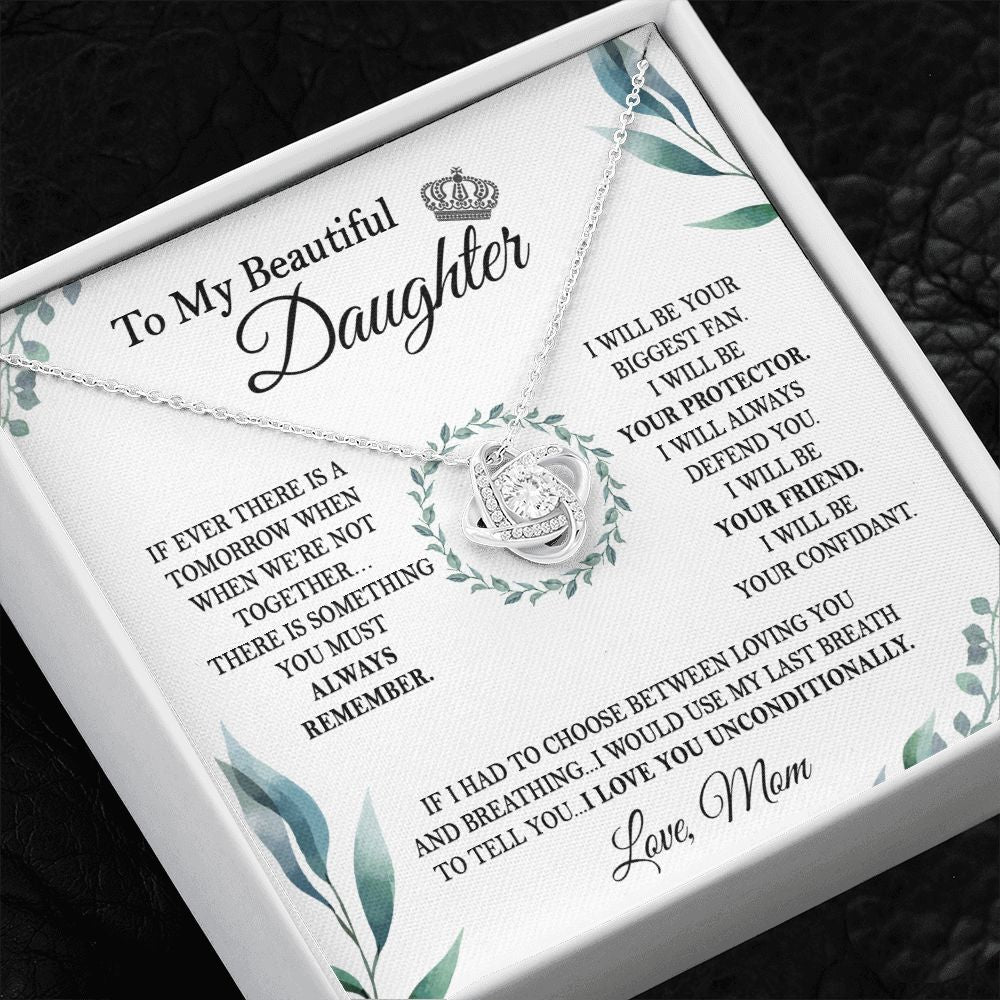 Daughter Mom - I Love You Unconditionally - Love Knot Necklace