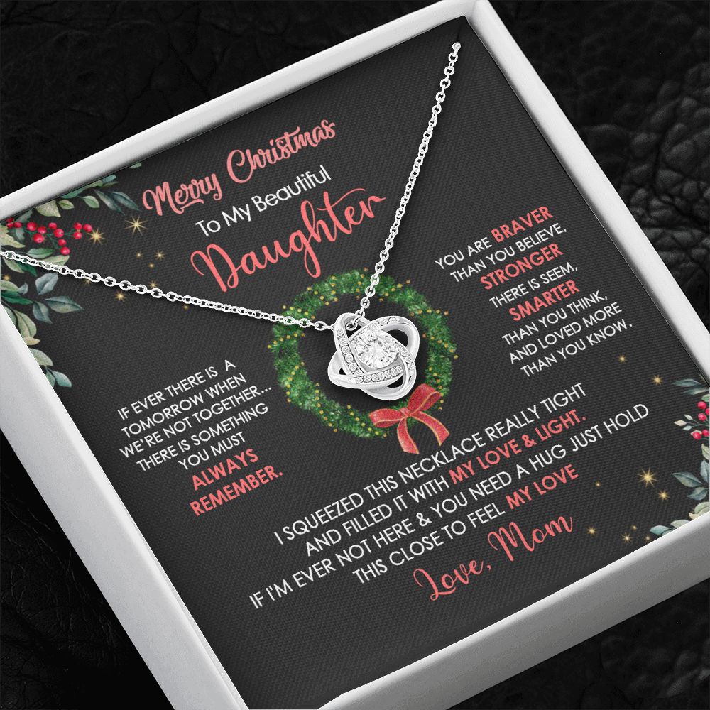 Daughter Mom - Merry Christmas - Love Knot Necklace