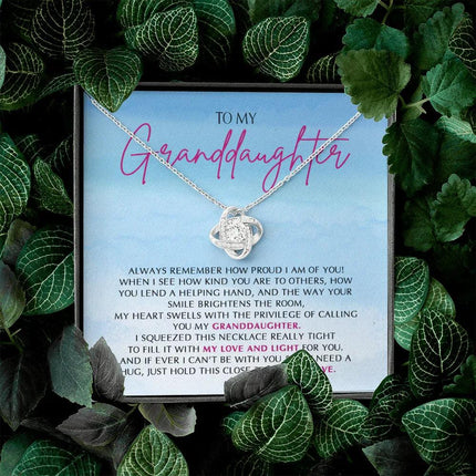 To My Granddaughter - So Proud Of You - Love Knot Necklace SO162V - Charming Present