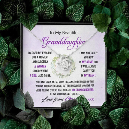 To My Beautiful Granddaughter - The Proudest Moment - Love Knot Necklace DR23 - Charming Present