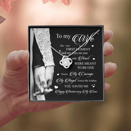 Wife Husband - I Knew Our Hearts Were Meant To Be One - Love Knot Necklace - Charming Present