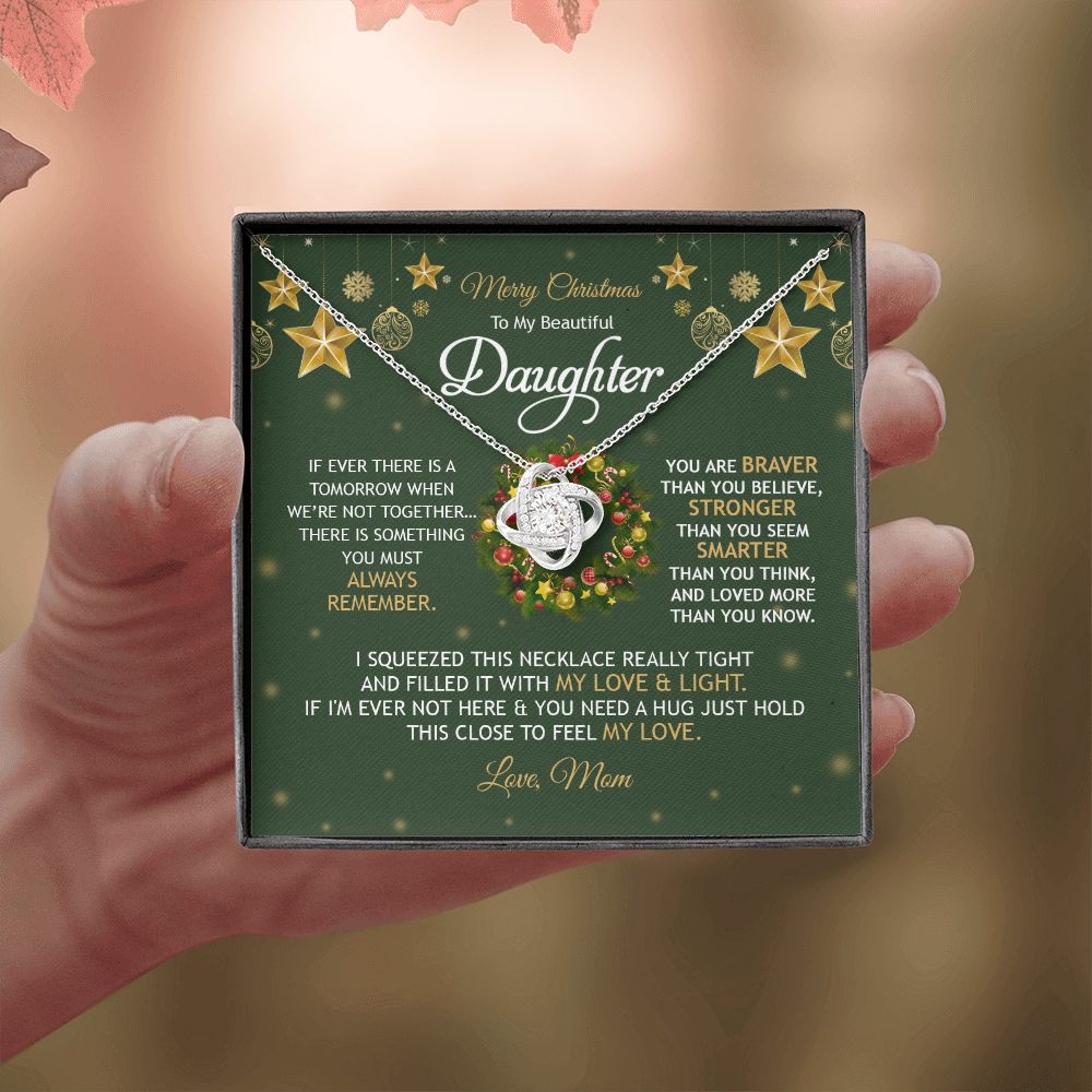 Daughter Mom - Merry Christmas - You Mean To Me - Love Knot Necklace