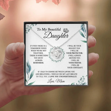 Daughter Mom - I Love You Unconditionally - Love Knot Necklace - Charming Present
