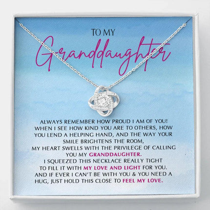 To My Granddaughter - So Proud Of You - Love Knot Necklace SO162V - Charming Present