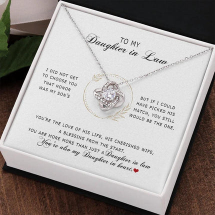 To My Daughter In Law - You're My Daughter In Heart - Love Knot Necklace SO172V - Charming Present