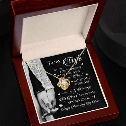 Wife Husband - I Knew Our Hearts Were Meant To Be One - Love Knot Necklace - Charming Present