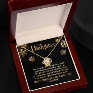 Daughter Dad - Merry Christmas - Love Knot Necklace