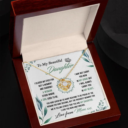 To My Beautiful Daughter - So Proud Of You - Love Knot Necklace DR22 - Charming Present