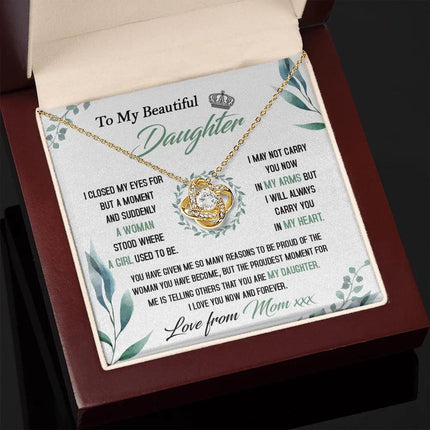 To My Beautiful Daughter - So Proud Of You - Love Knot Necklace DR22 - Charming Present