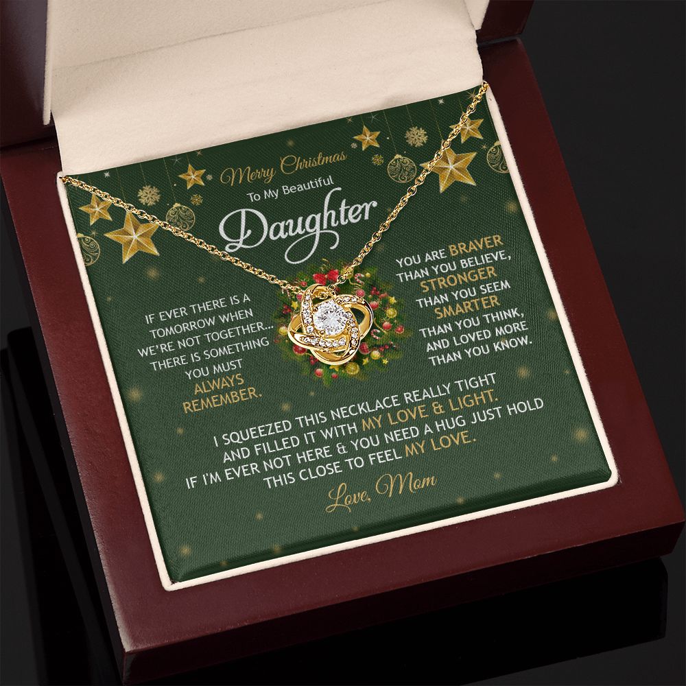 Daughter Mom - Merry Christmas - You Mean To Me - Love Knot Necklace