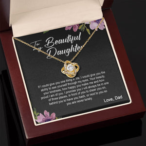 Daughter Dad - I Am Here For You Always And Forever - Love Knot Necklace