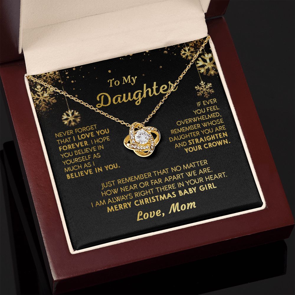 Daughter Mom - Merry Christmas - Love Knot Necklace