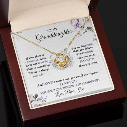 To My Granddaughter Love You Today, Tomorrow And Forever - Love Knot Necklace SO32V - Charming Present