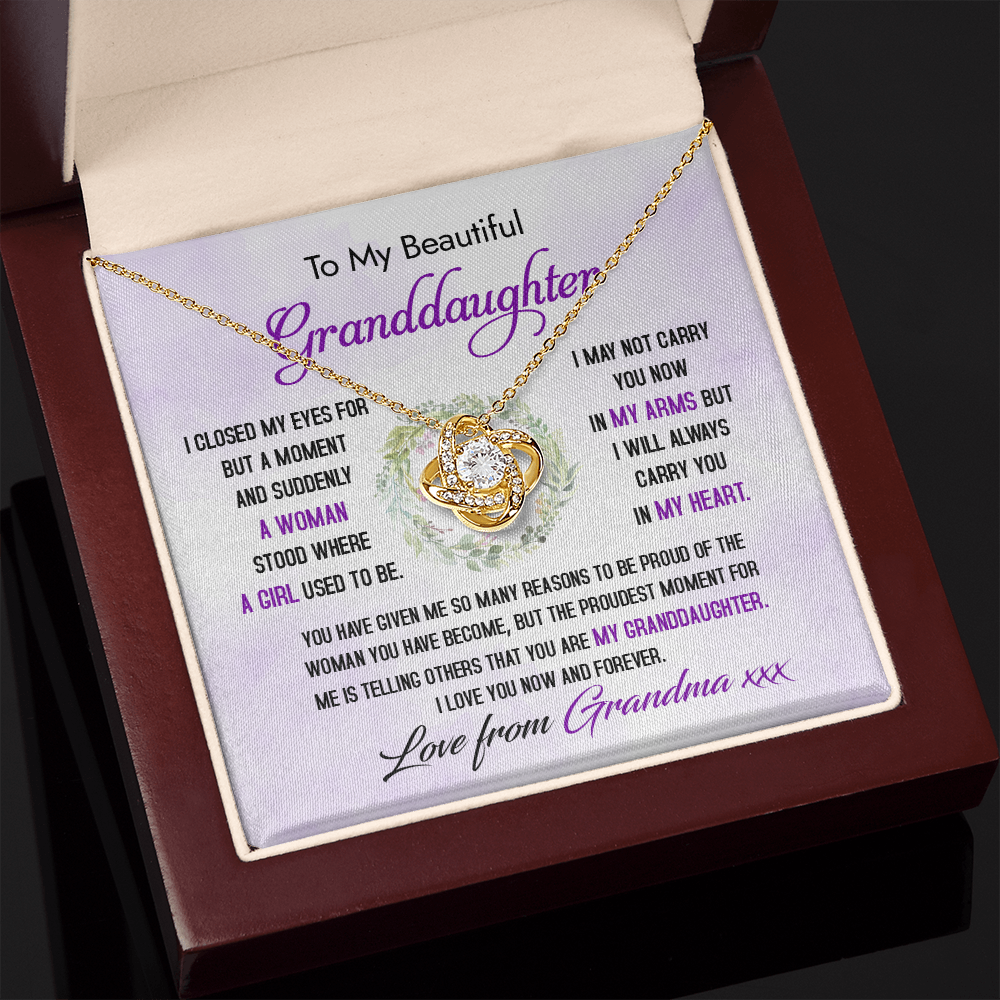 To My Beautiful Granddaughter - The Proudest Moment - Love Knot Necklace DR23