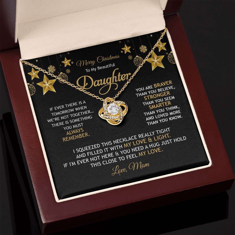 Daughter Mom - Merry Christmas - Love Knot Necklace