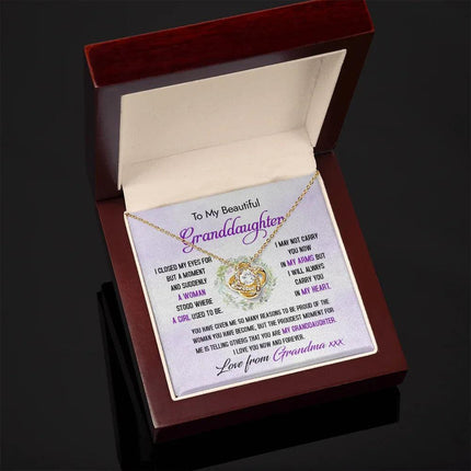 To My Beautiful Granddaughter - The Proudest Moment - Love Knot Necklace DR23 - Charming Present