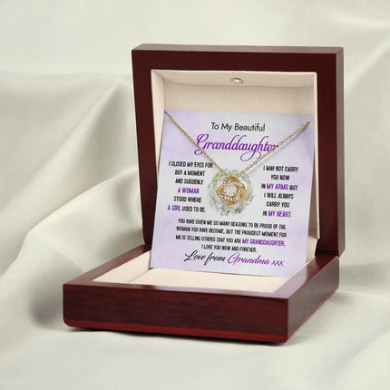 To My Beautiful Granddaughter - The Proudest Moment - Love Knot Necklace DR23 - Charming Present