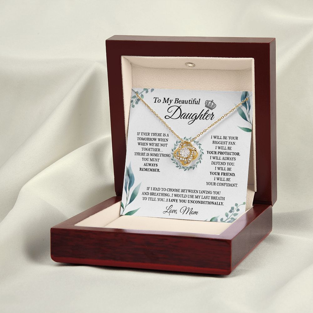 Daughter Mom - I Love You Unconditionally - Love Knot Necklace