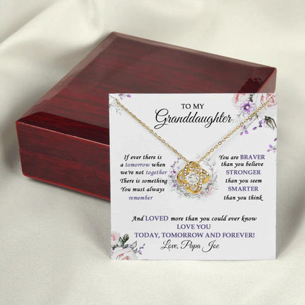 To My Granddaughter Love You Today, Tomorrow And Forever - Love Knot Necklace SO32V - Charming Present