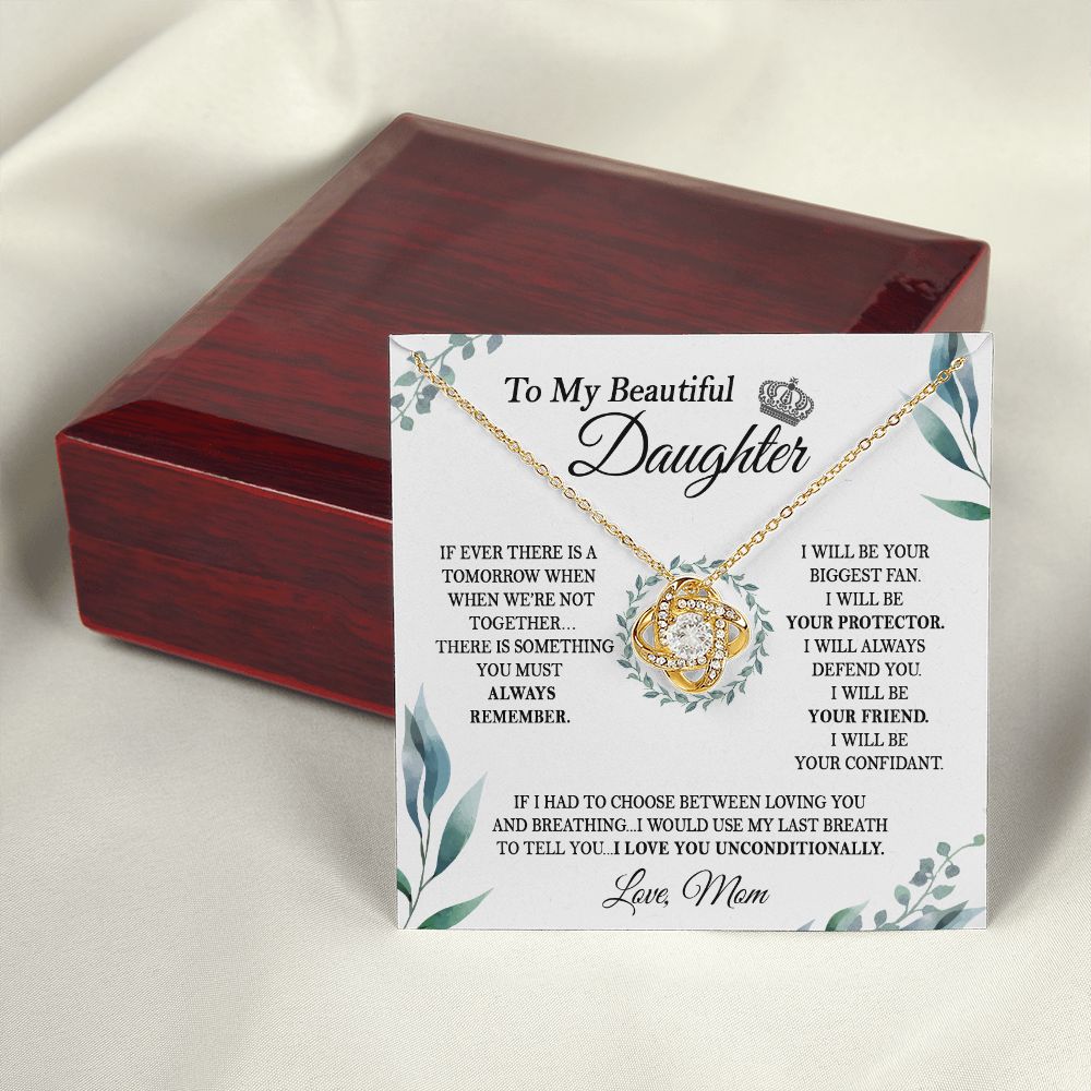 Daughter Mom - I Love You Unconditionally - Love Knot Necklace