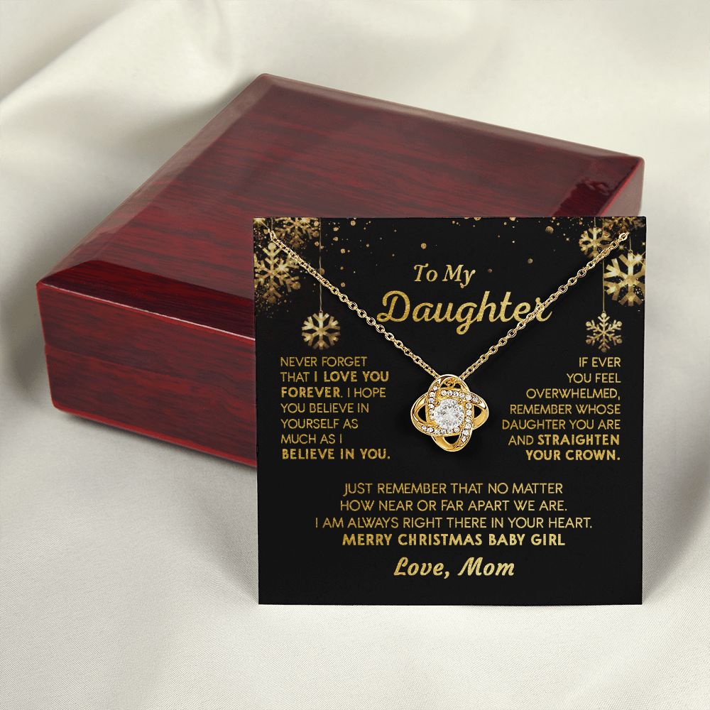 Daughter Mom - Merry Christmas - Love Knot Necklace