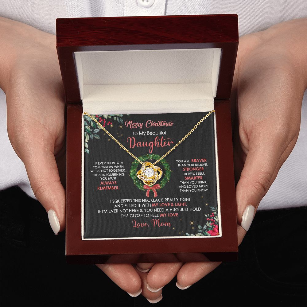 Daughter Mom - Merry Christmas - Love Knot Necklace