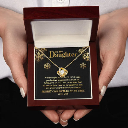 Daughter Dad - Merry Christmas - Love Knot Necklace - Charming Present