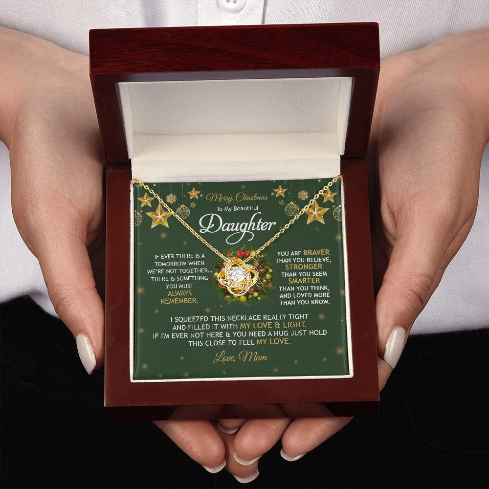 Daughter Mom - Merry Christmas - You Mean To Me - Love Knot Necklace