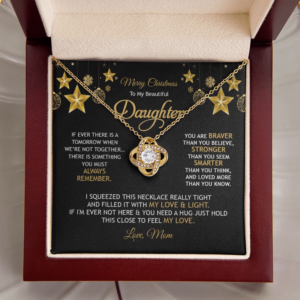 Daughter Mom - Merry Christmas - Love Knot Necklace
