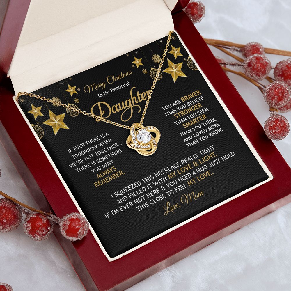 Daughter Mom - Merry Christmas - Love Knot Necklace