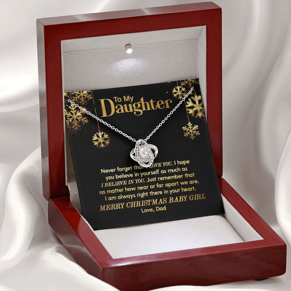 Daughter Dad - Merry Christmas - Love Knot Necklace