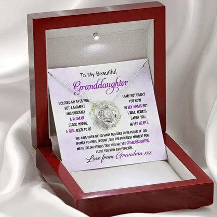 To My Beautiful Granddaughter - The Proudest Moment - Love Knot Necklace DR23 - Charming Present
