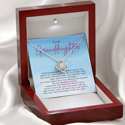 To My Granddaughter - So Proud Of You - Love Knot Necklace SO162V - Charming Present